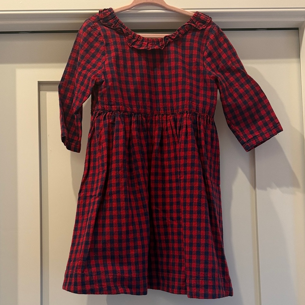 Pink Chicken Plaid Long-Sleeve Dress